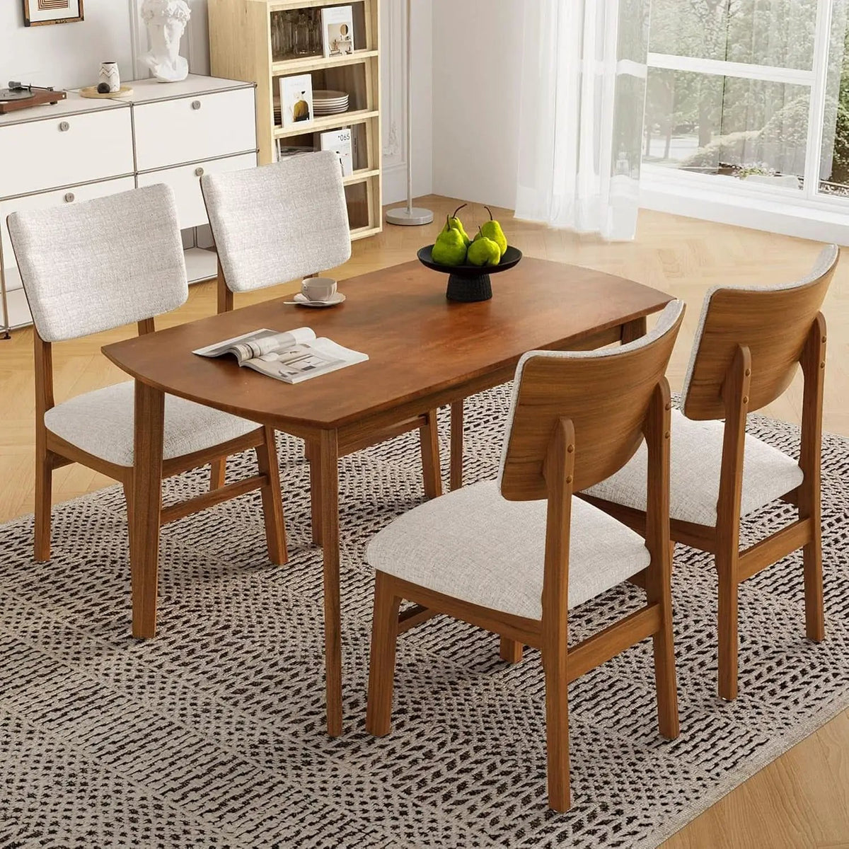 Brown Beige Space Saving Solid Wood Dining Set Chairs from PriceLows™