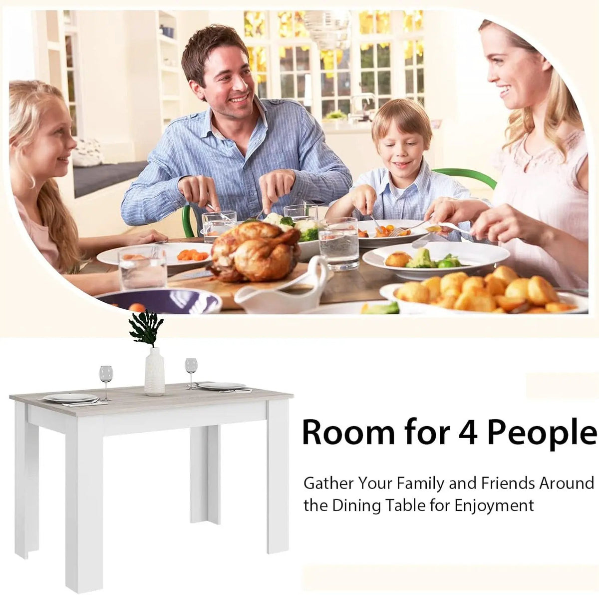 Wooden Dining Table For Four 47 By 28 Inches White Gray from PriceLows™