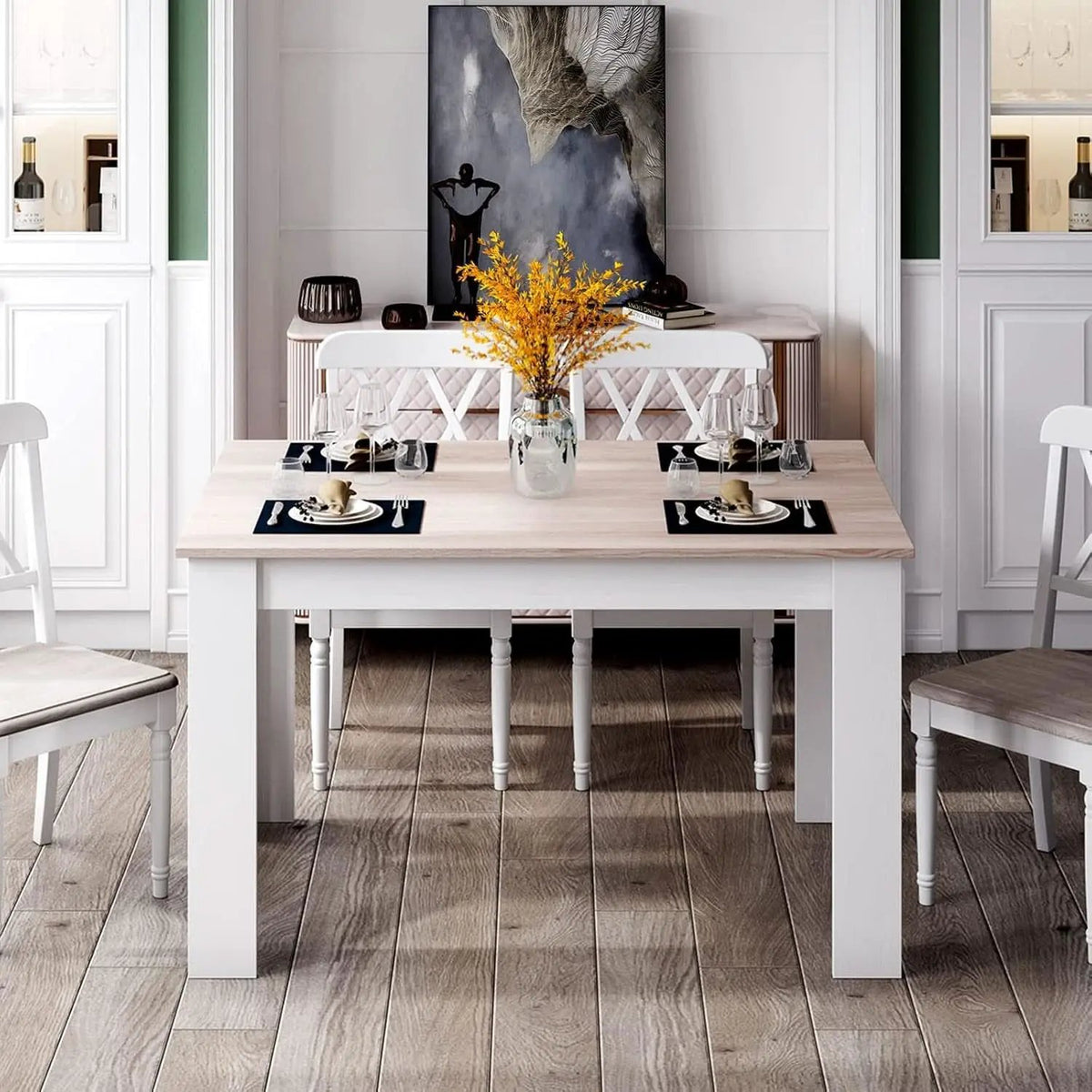 Wooden Dining Table For Four 47 By 28 Inches White Gray from PriceLows™