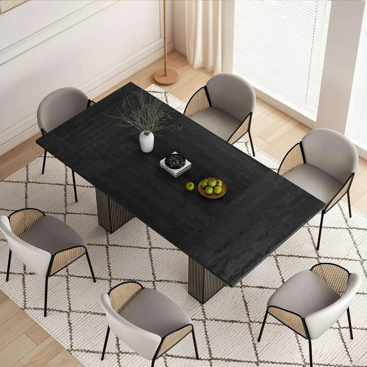 Dining Table 78 Inch Black Rectangular Farmhouse Kitchen from PriceLows™