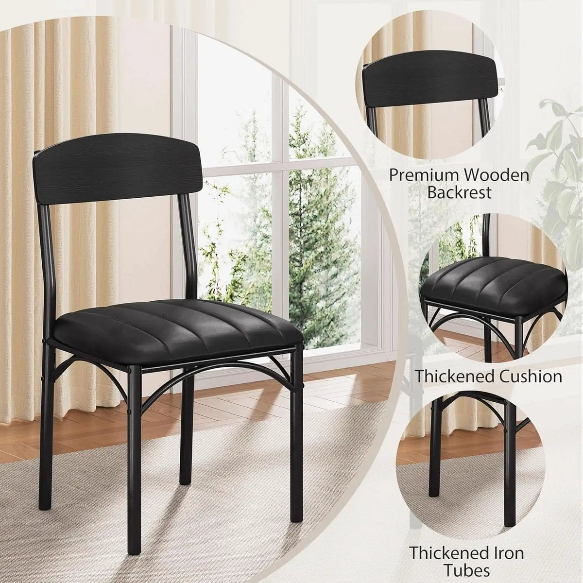 Round Circular Dining Table Set Black Diameter47Inches from PriceLows™