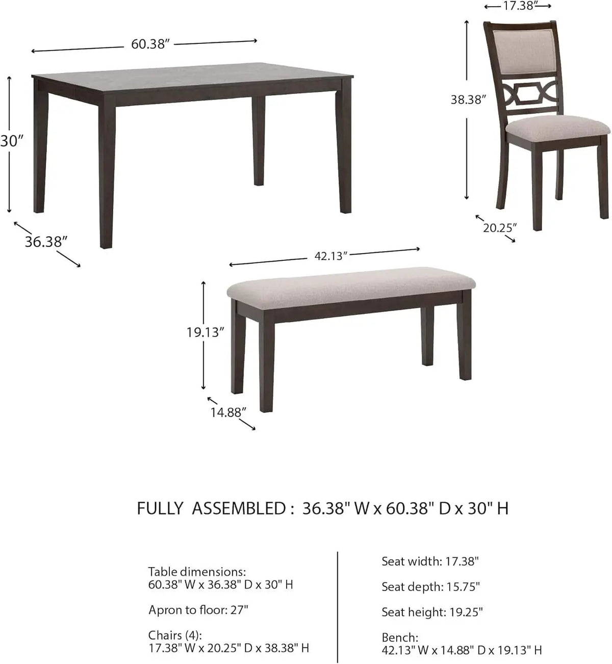 Cherry Brown Transitional Table Set Cushioned Chairs from PriceLows™