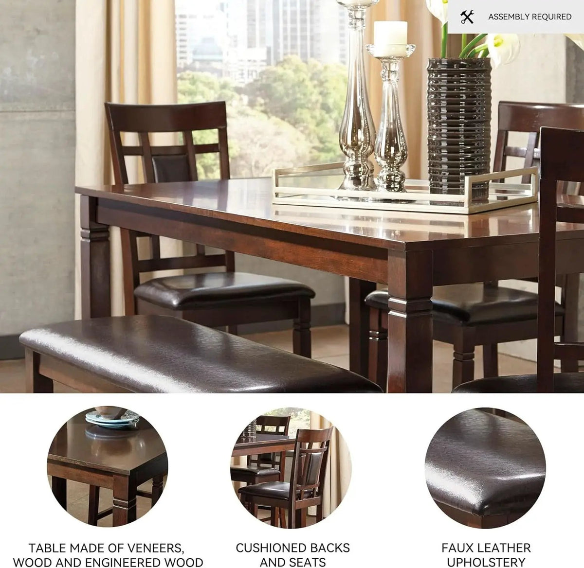 Brown Contemporary Engineered Wood Dining Table Set from PriceLows™