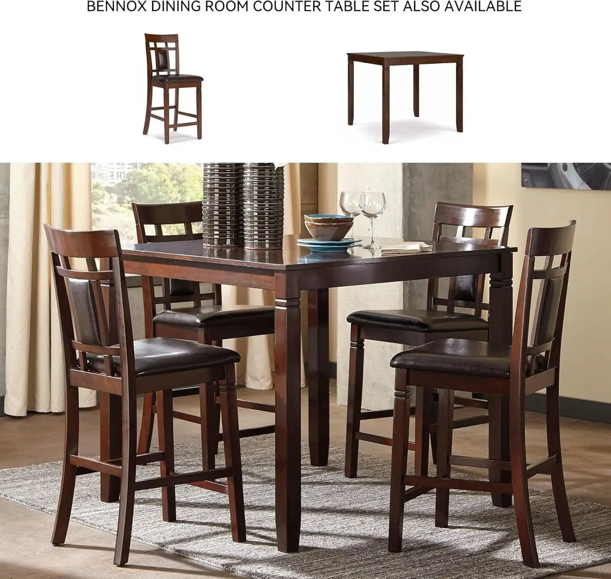 Brown Contemporary Engineered Wood Dining Table Set from PriceLows™