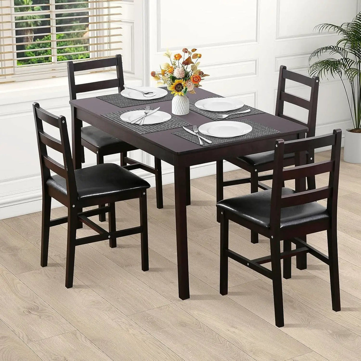 Brown Premium Five Piece Dining Table Set Apartment from PriceLows™