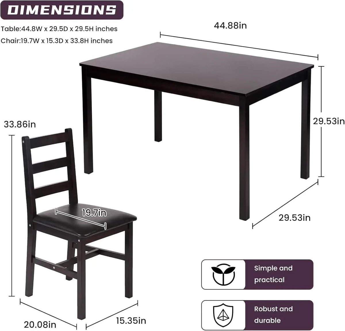 Brown Premium Five Piece Dining Table Set Apartment from PriceLows™
