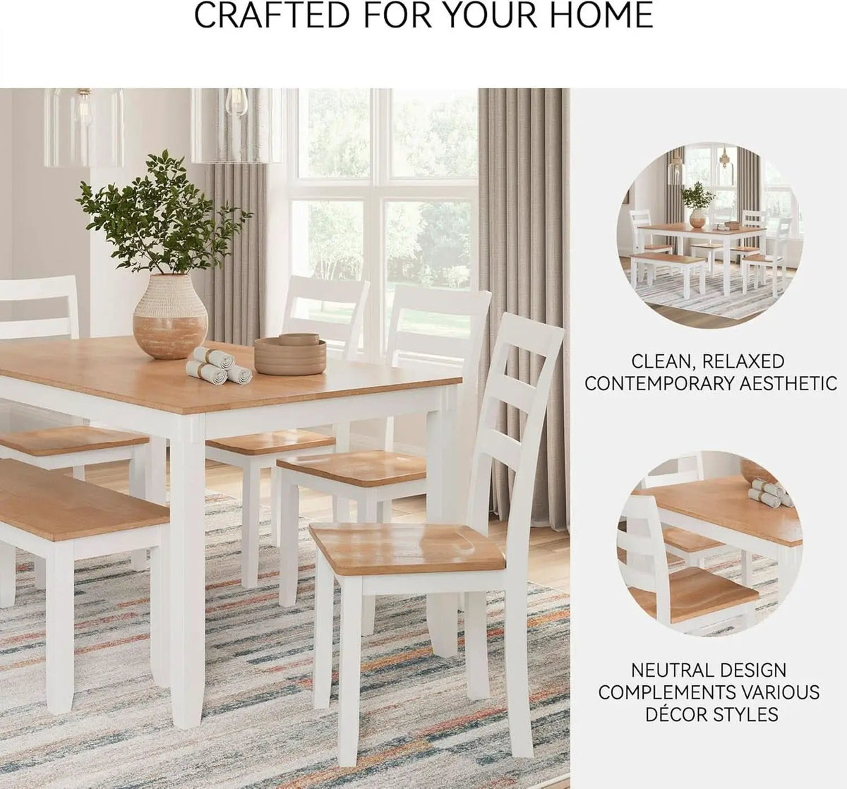 Dining Table Set White Mango Wood Contemporary Style Edition from PriceLows™