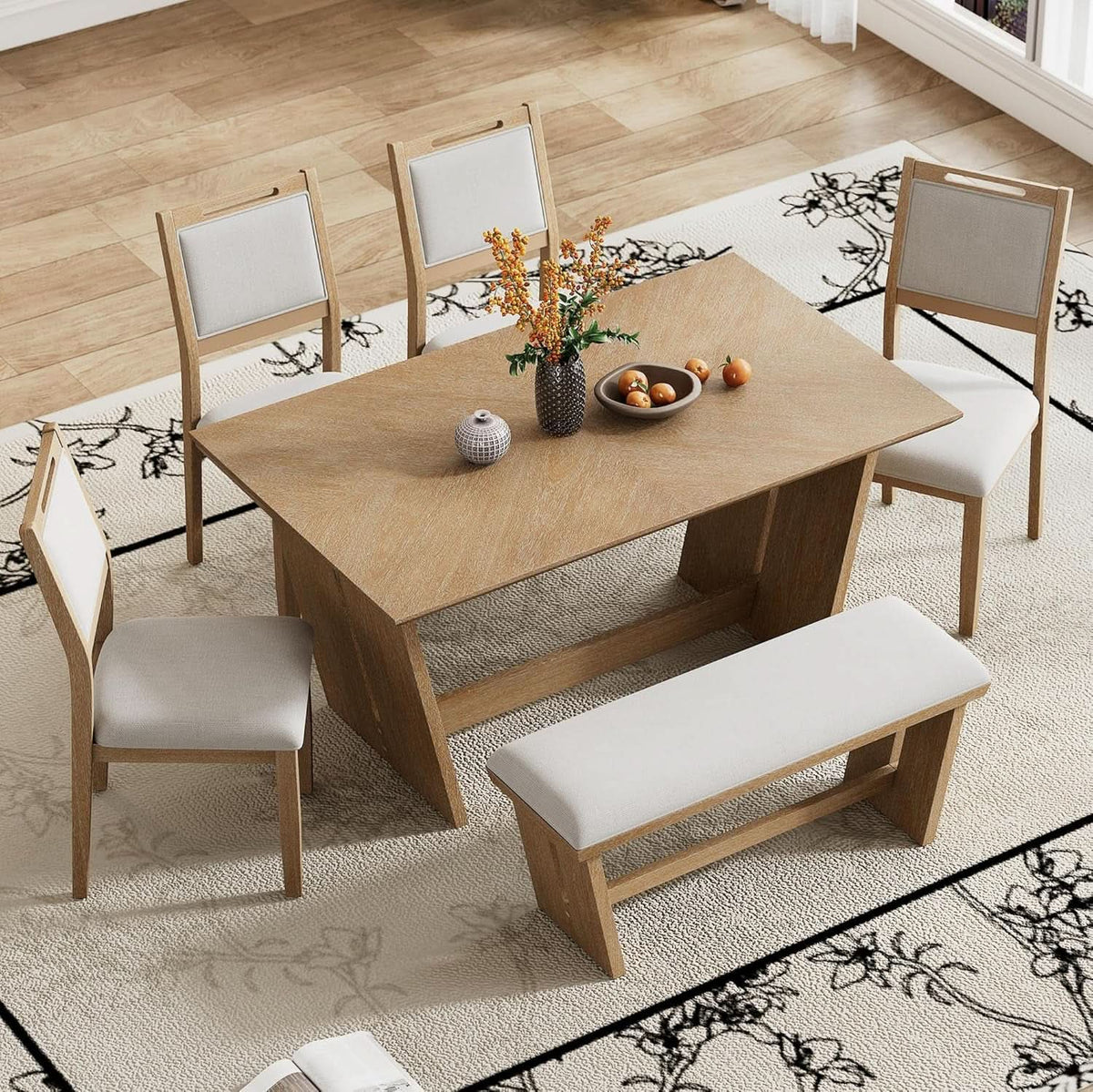 Natural Vintage Rustic Handcrafted Dining Table Set from PriceLows™