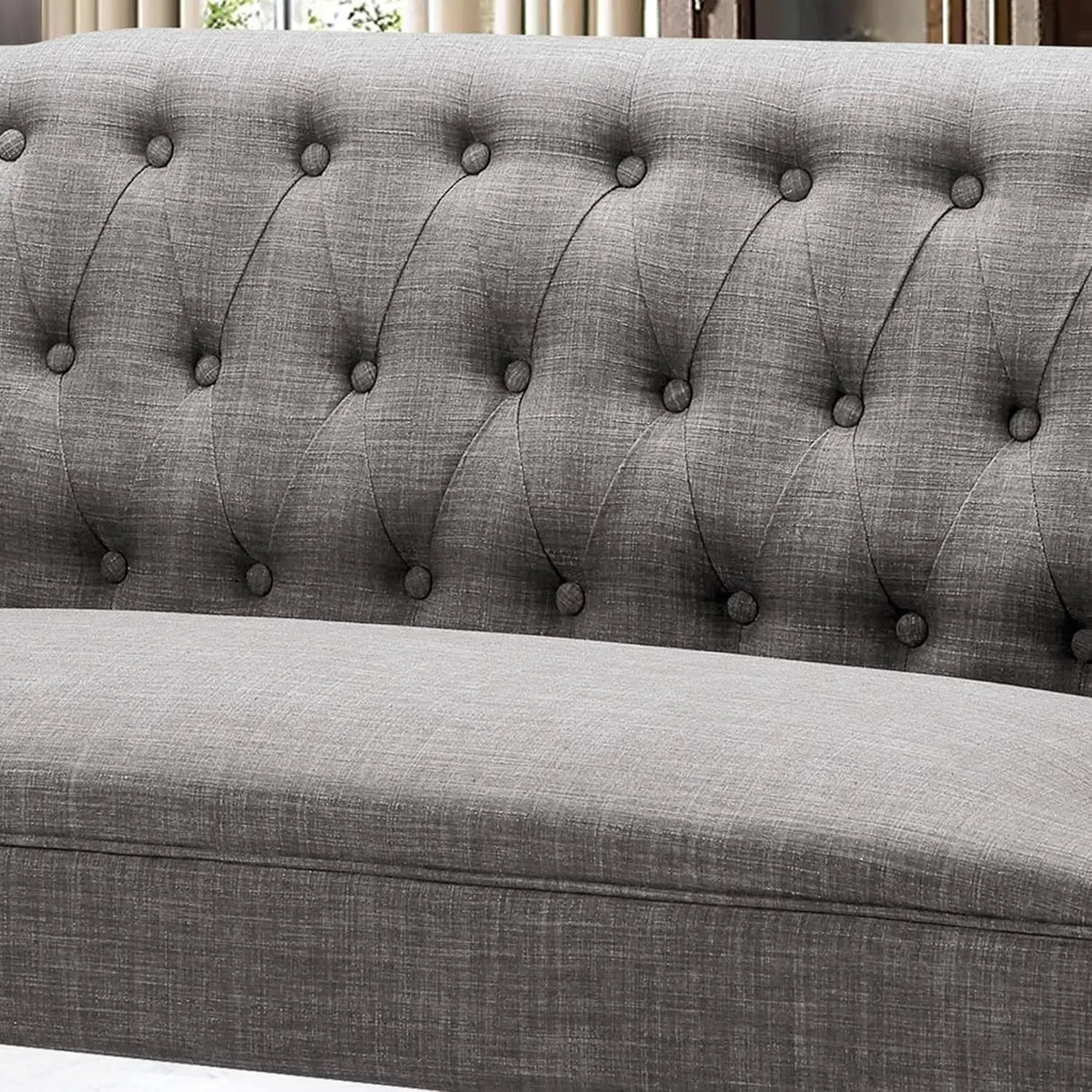 Dove Gray Loveseat Sofa With Button Tufting Sinuous Springs from PriceLows™