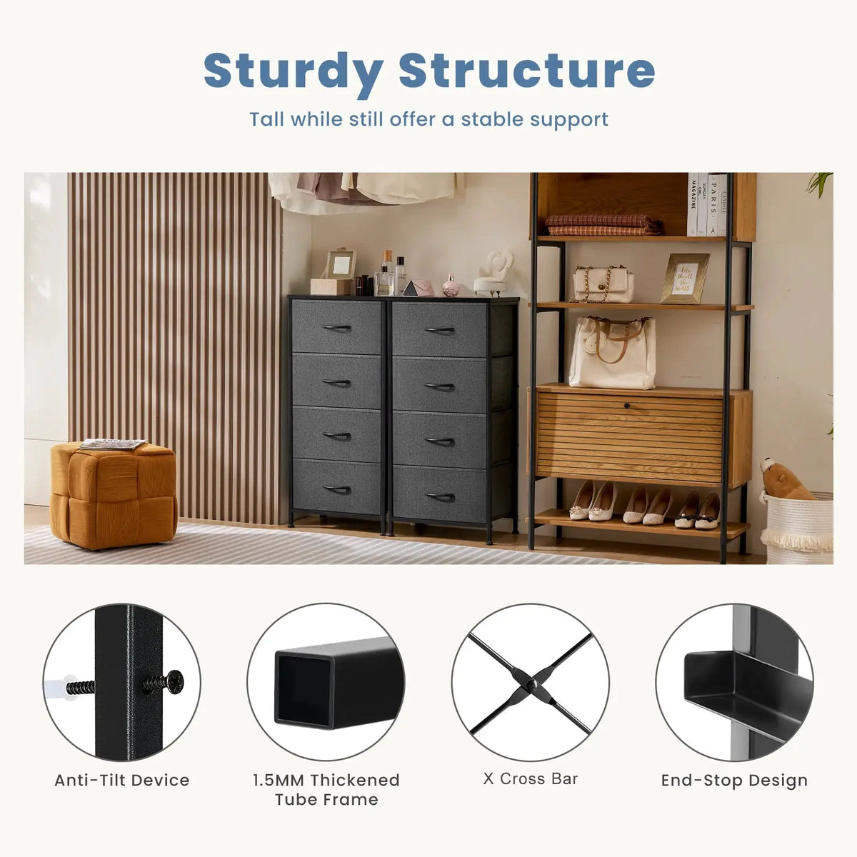 Dresser | 4 Fabric Drawers | Steel Frame | Assembly Required from PriceLows™