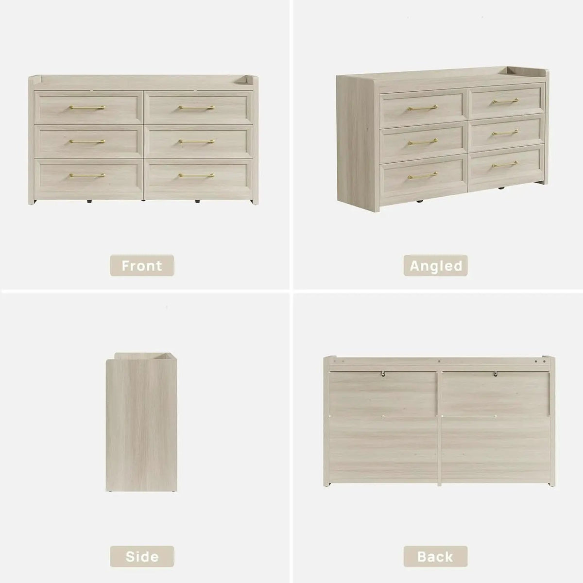 56InchExtraWideGreyOakDresser With LargeStorage Drawers from PriceLows™