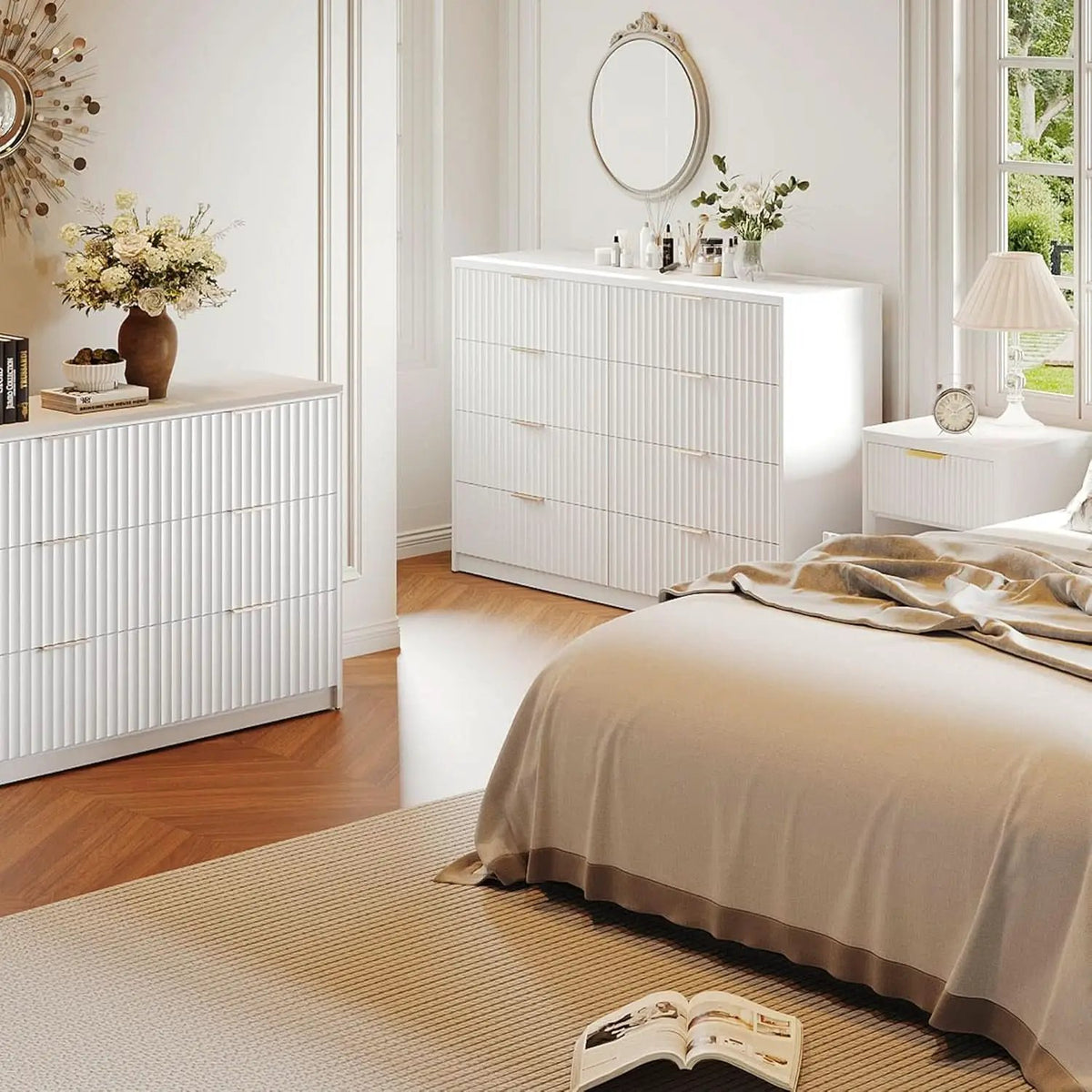 White Solid Maple Dresser Anti Tip LargeCapacityDrawers from PriceLows™