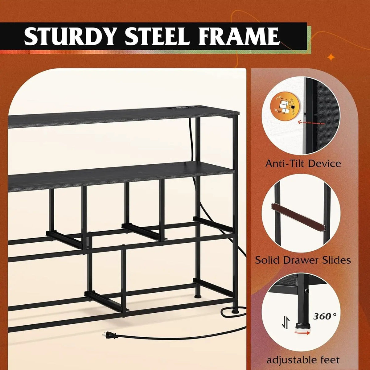 Dresser TV Stand Black With Built In Charging Station from PriceLows™
