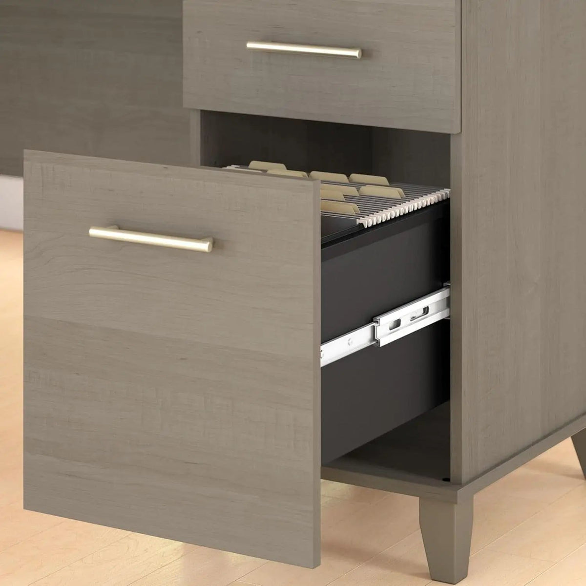 Durable 60W Office Desk with Drawers in Gray from PriceLows™