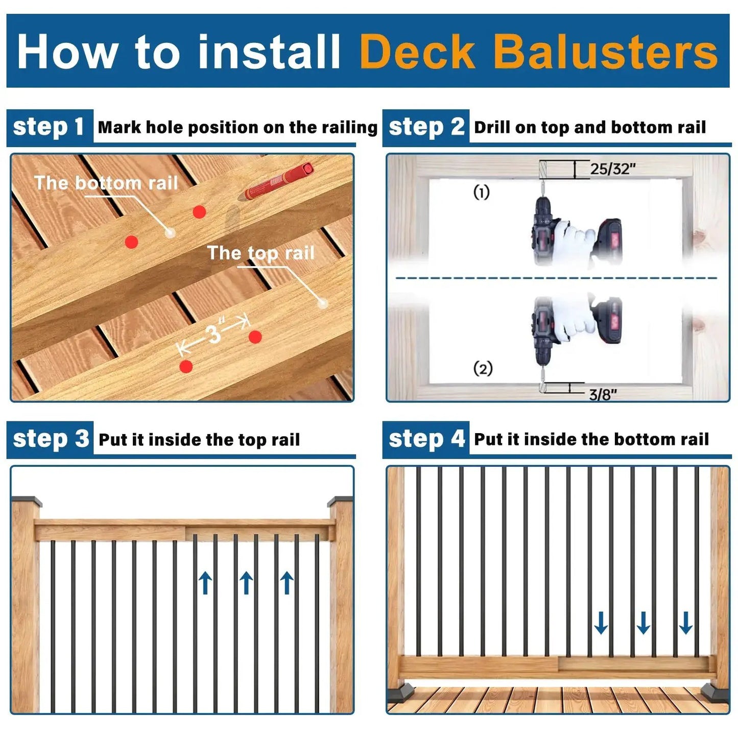 Durable Hollow Deck Balusters with Screws from PriceLows™