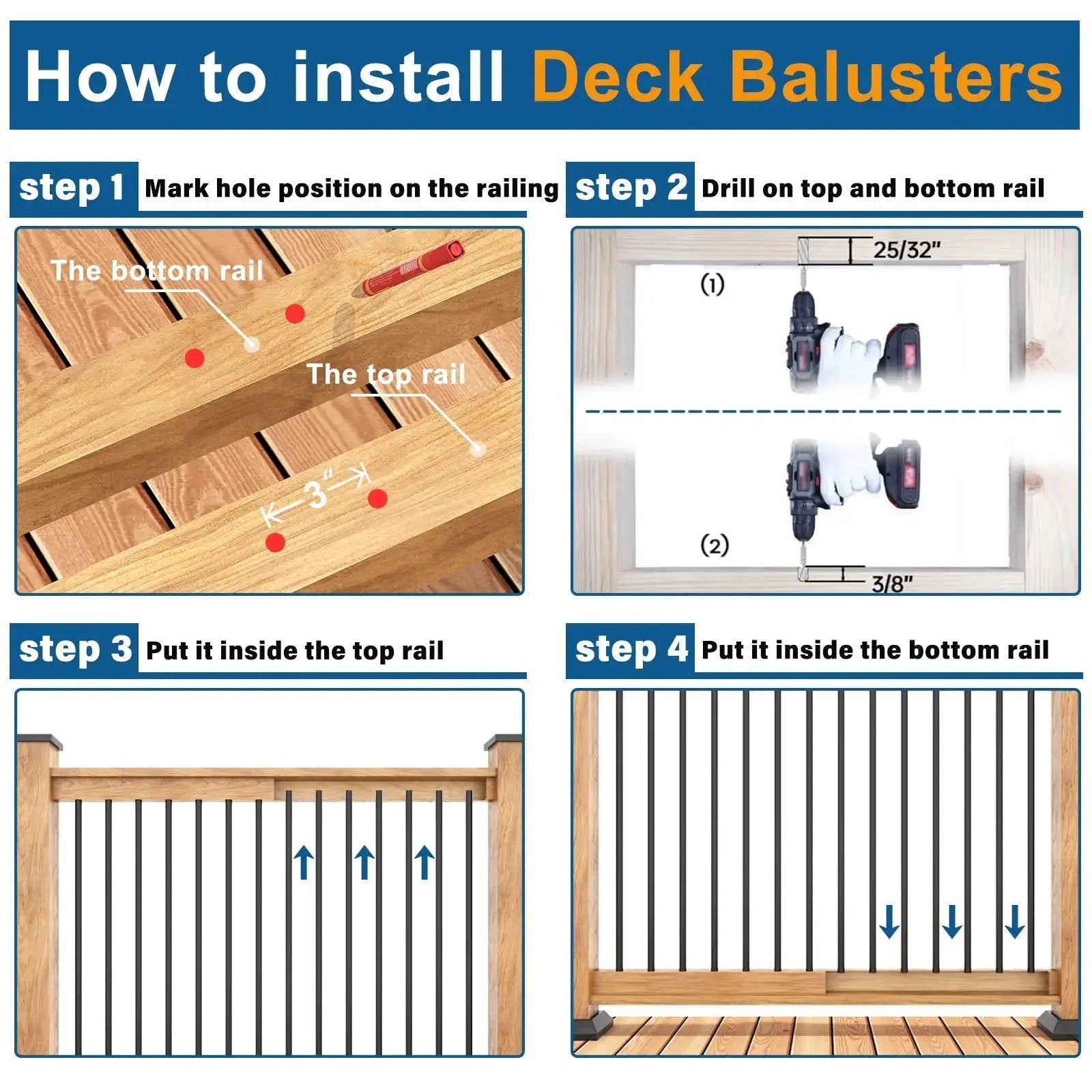 Durable Hollow Deck Balusters with Screws from PriceLows™