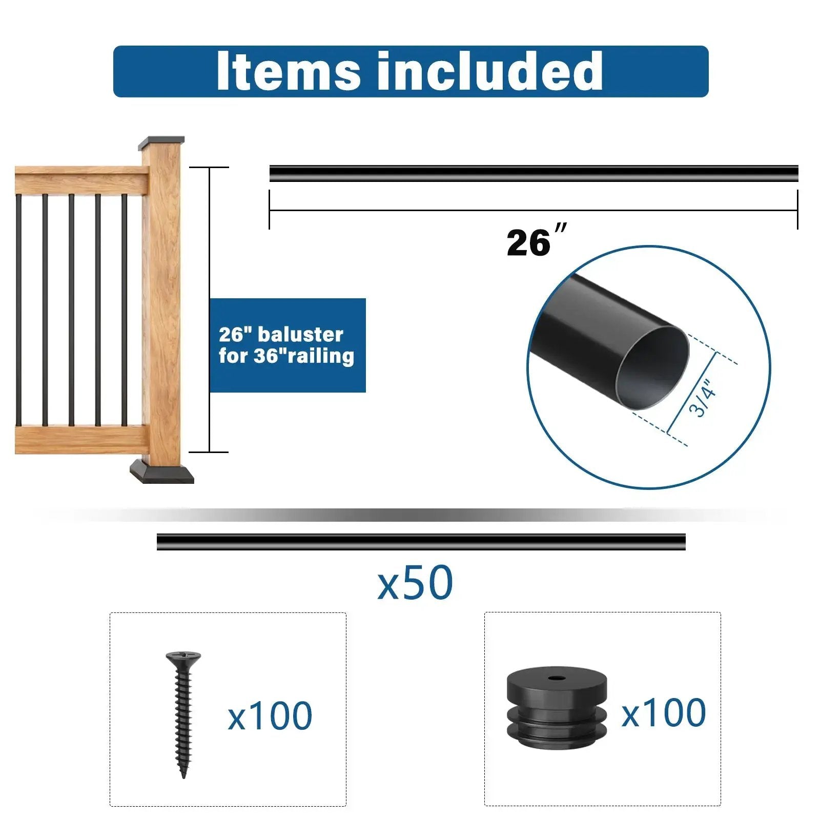 Durable Hollow Deck Balusters with Screws from PriceLows™