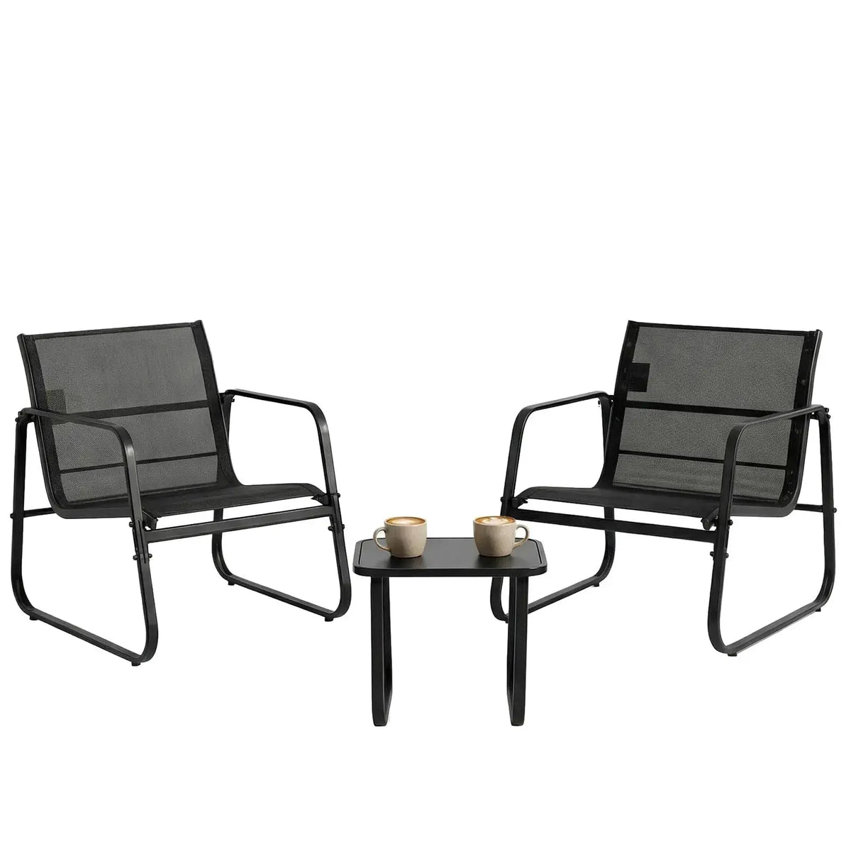 JHK Patio Furniture 3 Pieces Set with Table Outdoor Metal Frame Lumbar Support Mesh Backrest Sectional Balcony Sets for Garden from PriceLows™