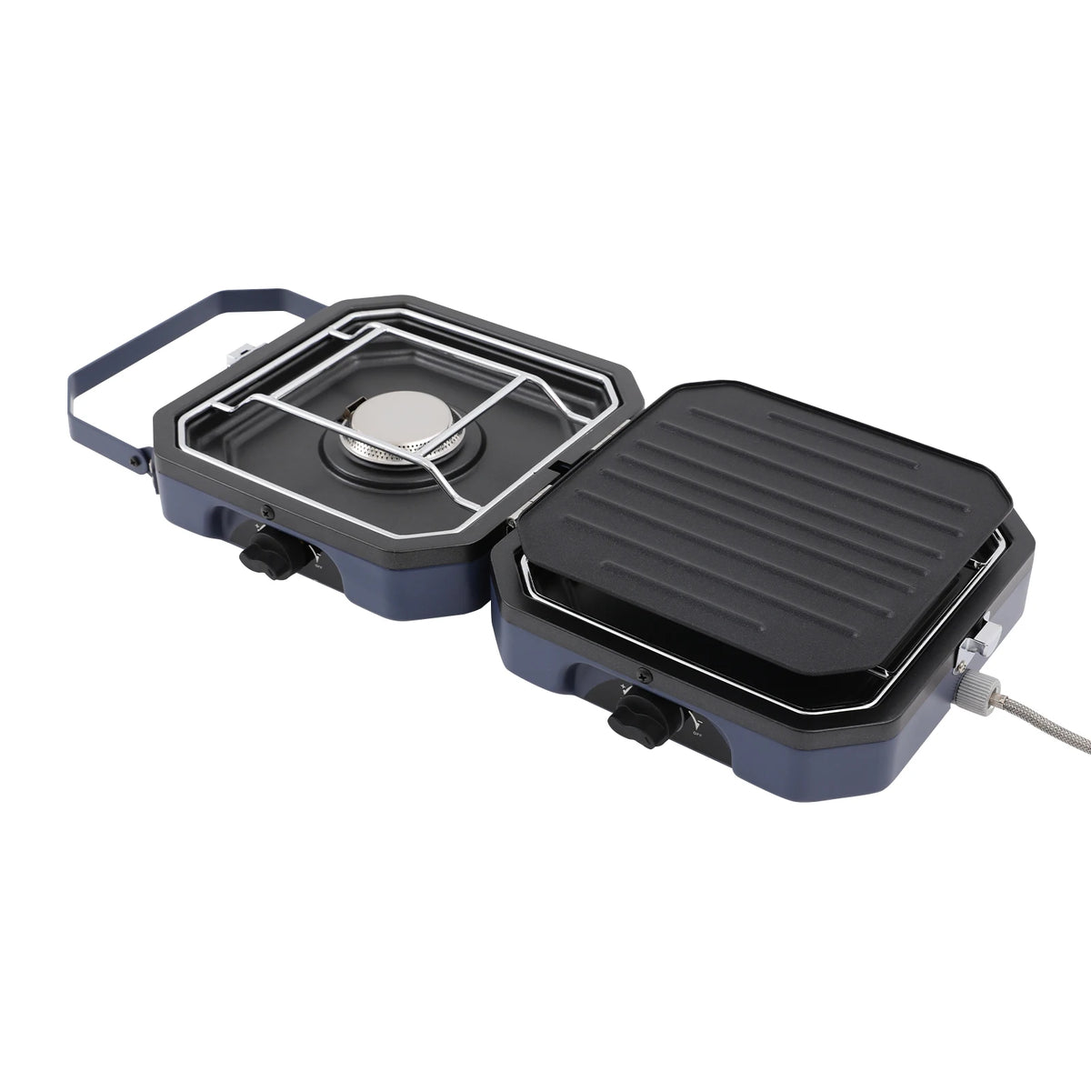 Portable Dual Burner Camp Stove, Foldable 430 Stainless Steel Gas Grill, 2.3kW Each, Non-Stick Pan for Outdoor Picnic Hiking from PriceLows™