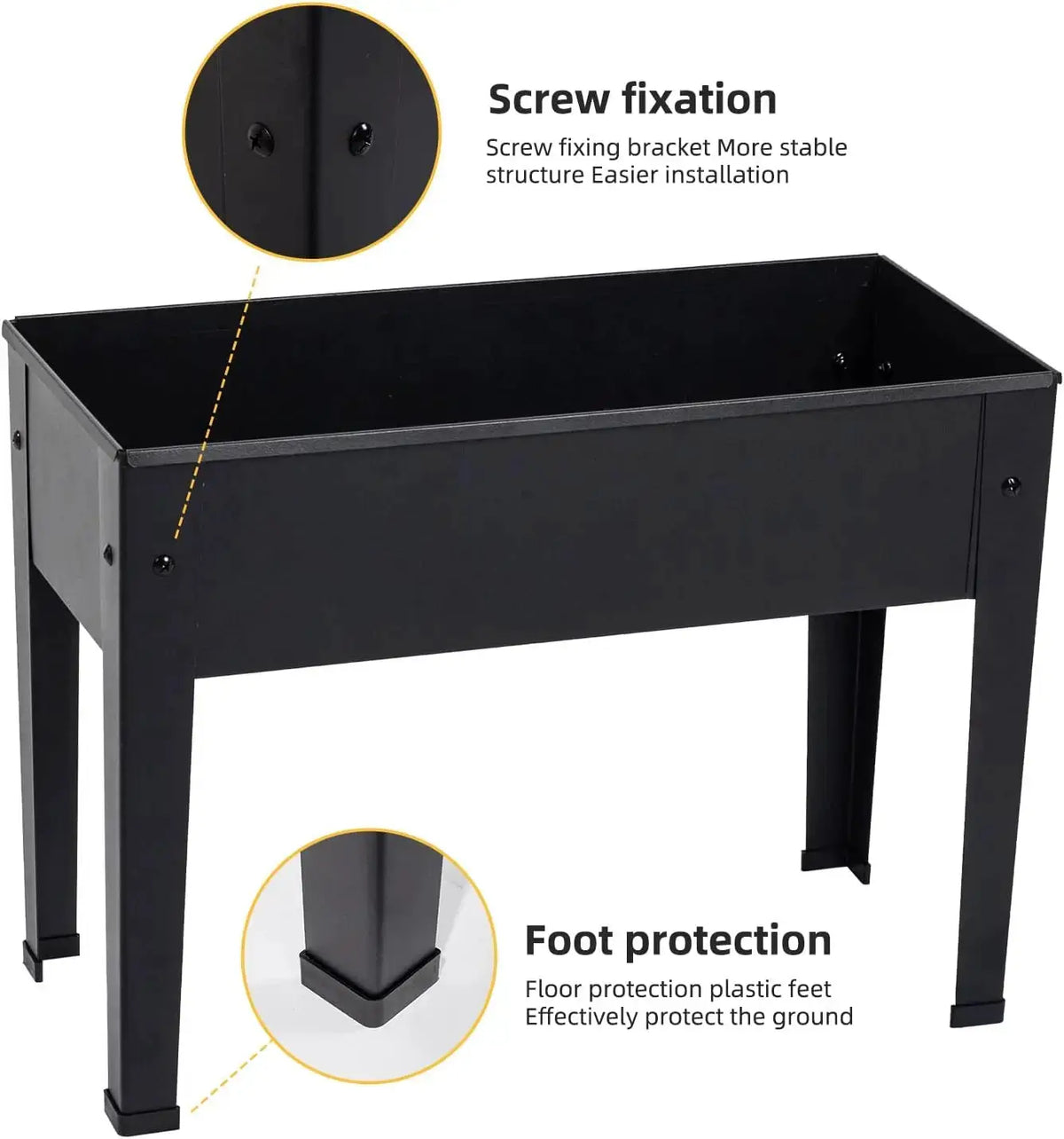 Raised Garden Bed, Elevated Planter Black Metal Plant Box with Legs Standing Garden Stand Drainage Holes Black(24" L x 1 from PriceLows™