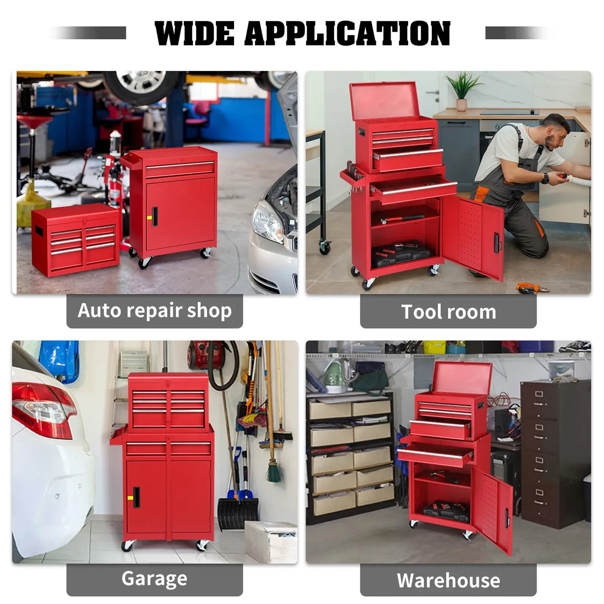 4 Drawers Rolling Tool Chest with Drawer & Handle Tool Organizer Cabinet from PriceLows™