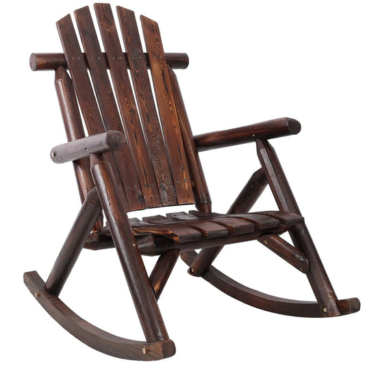 Wooden Porch Rocker | Fir Log Rocking Chair | Ergonomic Design | Indoor Outdoor Use