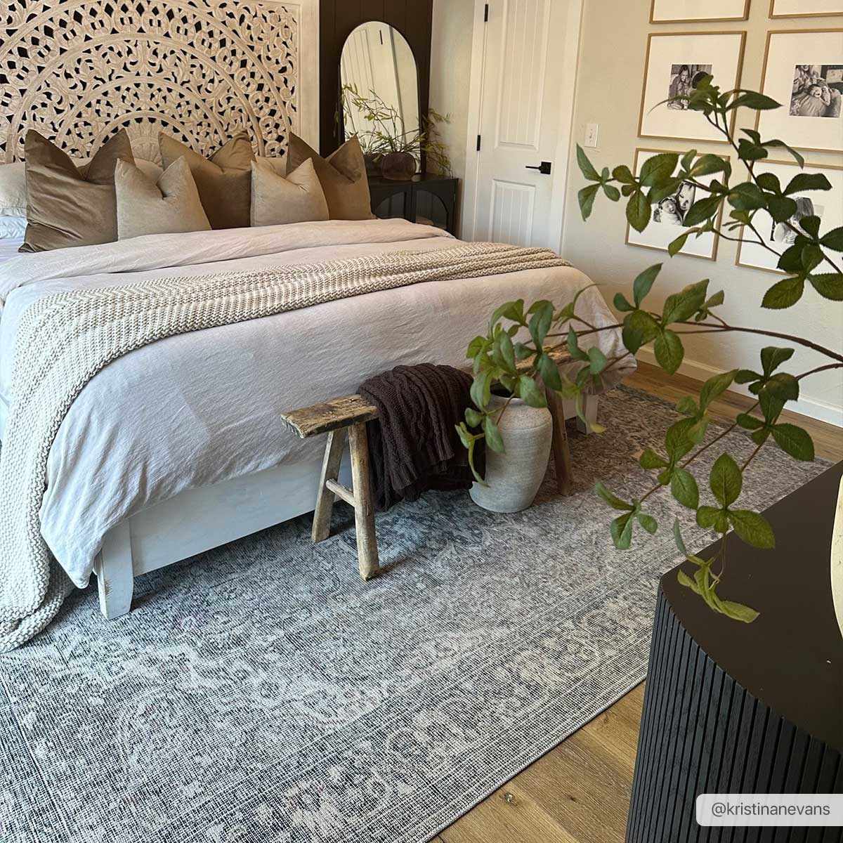 Dusty Sage Greenpoint Medallion Washable Area Rug from PriceLows™