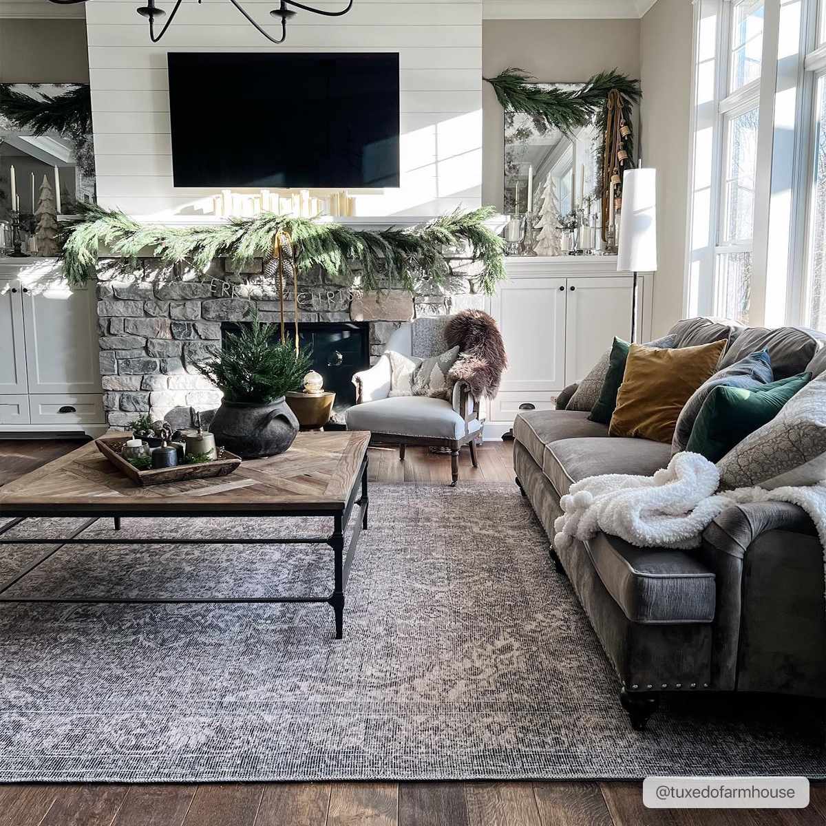 Dusty Sage Greenpoint Medallion Washable Area Rug from PriceLows™