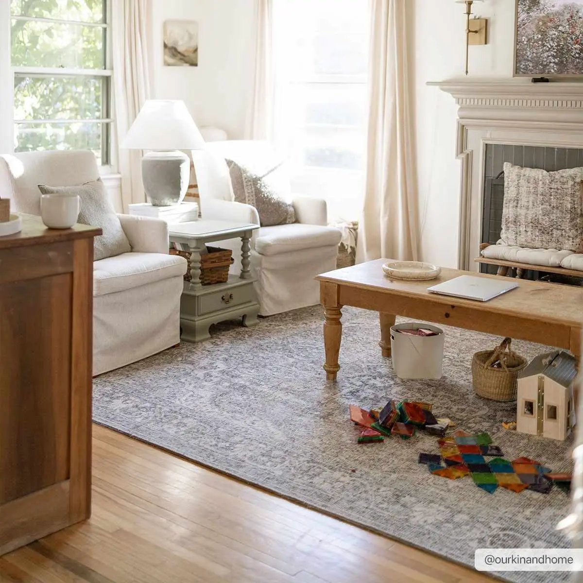 Dusty Sage Greenpoint Medallion Washable Area Rug from PriceLows™