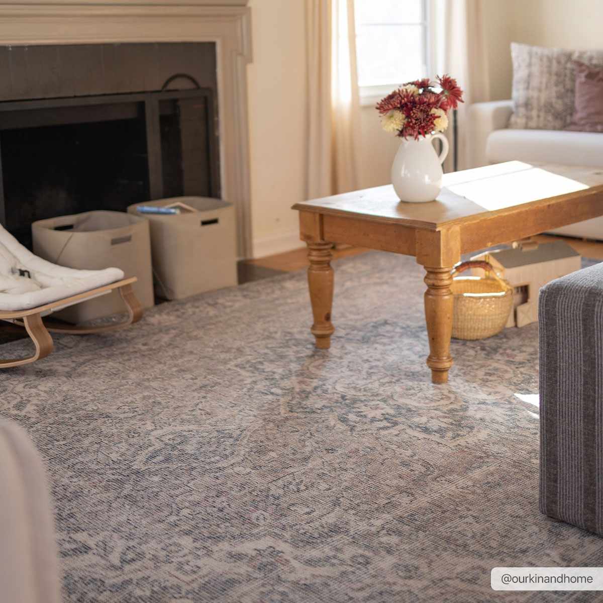 Dusty Sage Greenpoint Medallion Washable Area Rug from PriceLows™