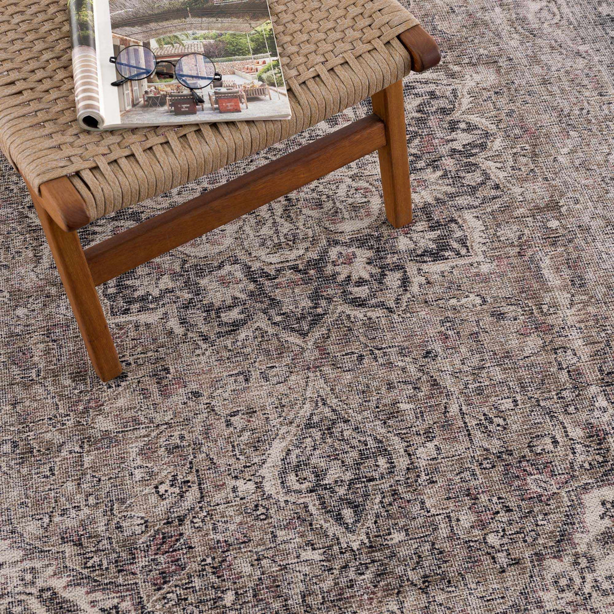 Dusty Sage Greenpoint Medallion Washable Area Rug from PriceLows™