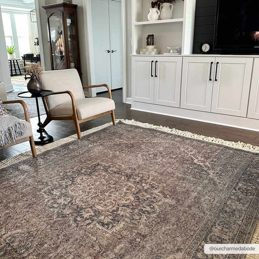 Dusty Sage Greenpoint Medallion Washable Area Rug from PriceLows™