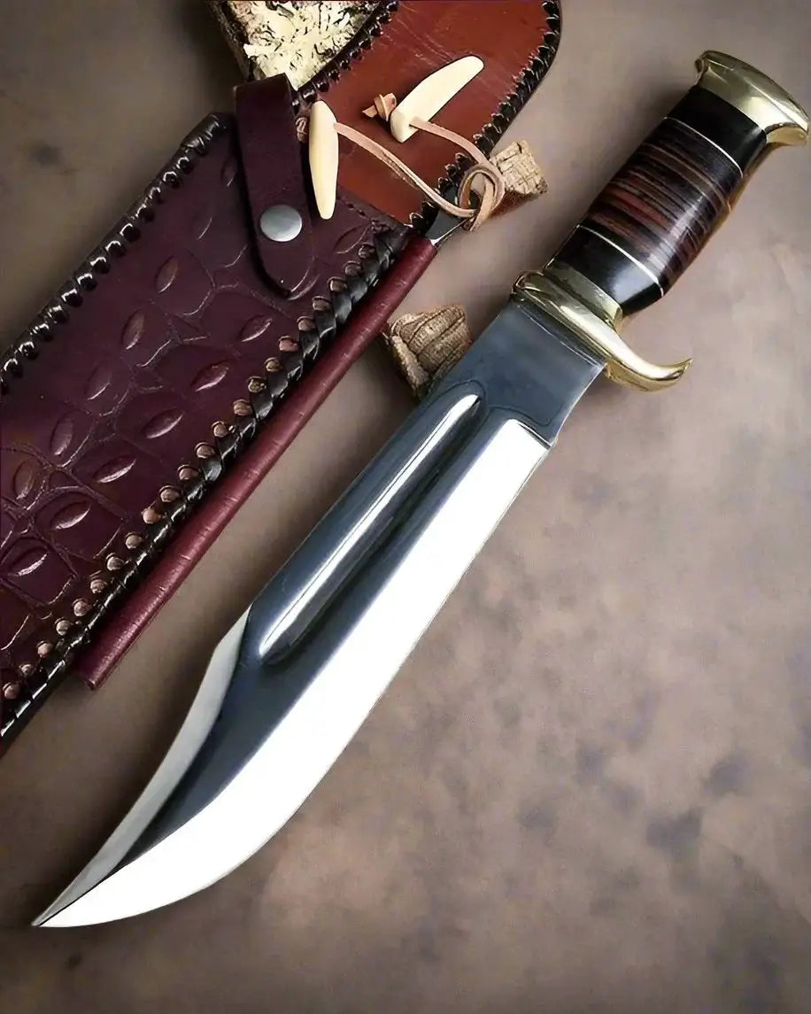 Custom Handmade D2 Steel Dundee Bowie Knife 15” Buffalo Horn & Leather Grip with | Steel | crocadile dundee bowie knife | Home