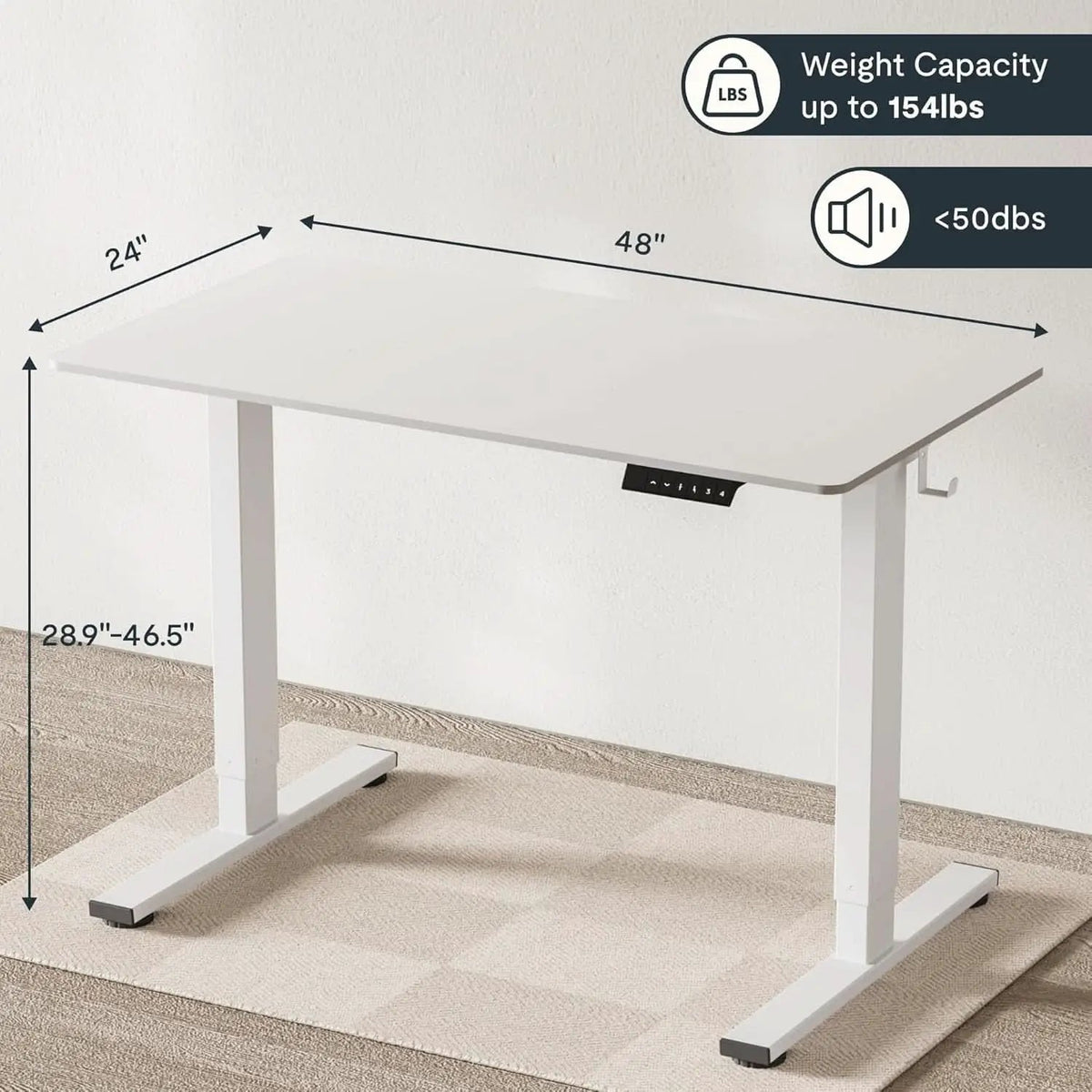 EN1 Electric Standing Desk 48x24 Inches White Frame from PriceLows™