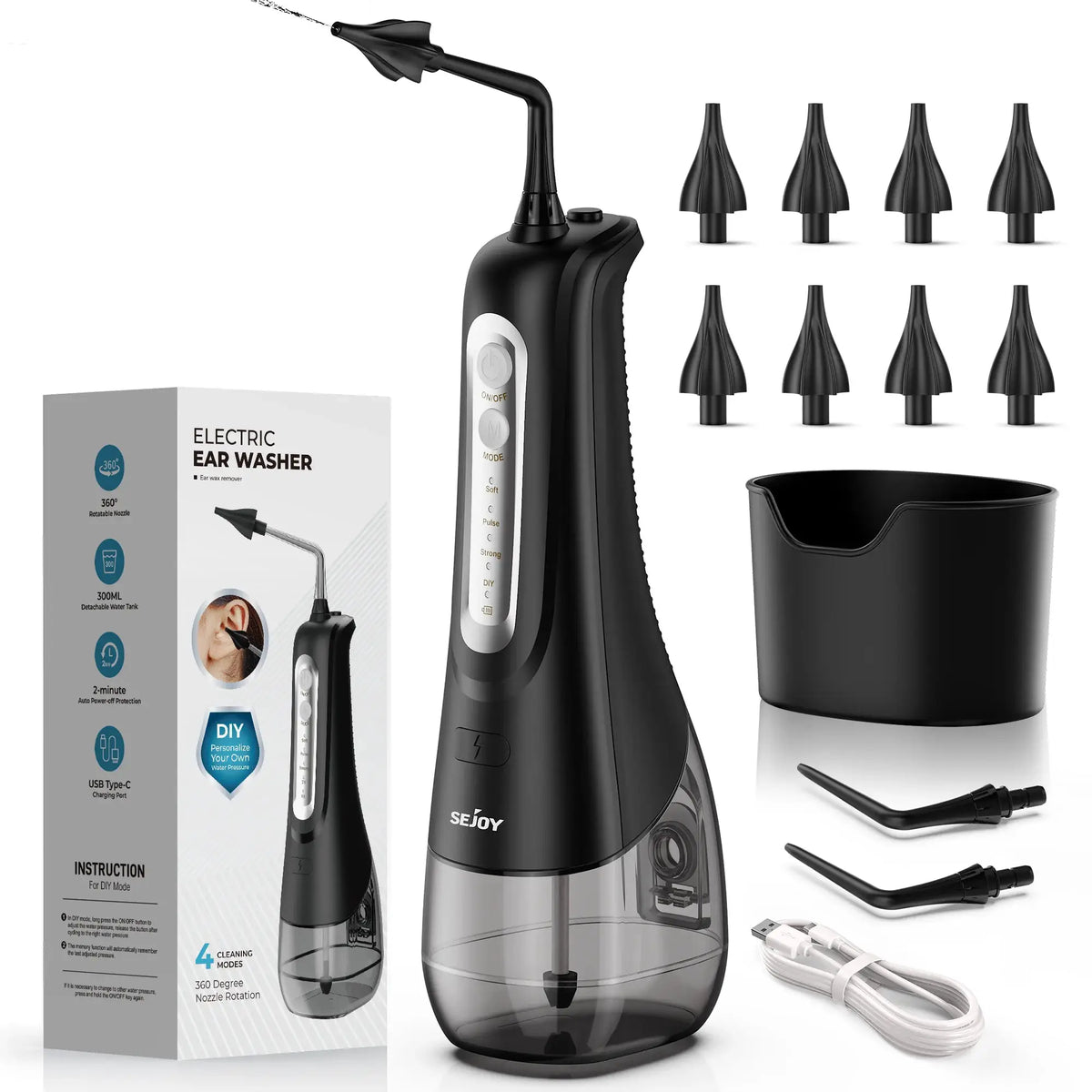 Ear Wax Removal Tool, Electric Ear Irrigation Flushing System, Water Powered with 4 Pressure Modes,8 Reusable Replacement Tips from PriceLows™