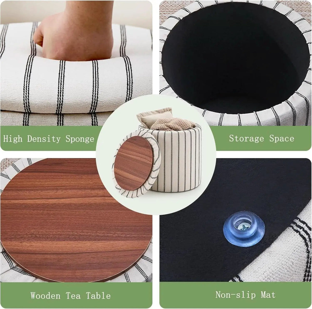 EighteenInch Round Storage Ottoman With Removable Tray from PriceLows™