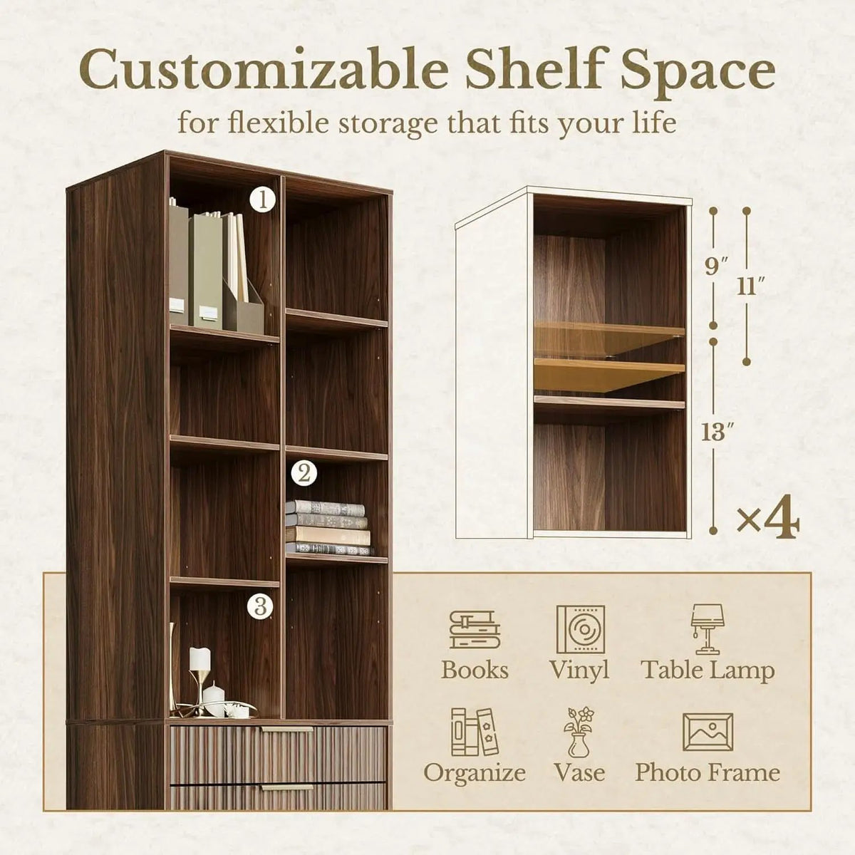 Electric Height Adjustable Desk 48 Inches Bookcase from PriceLows™