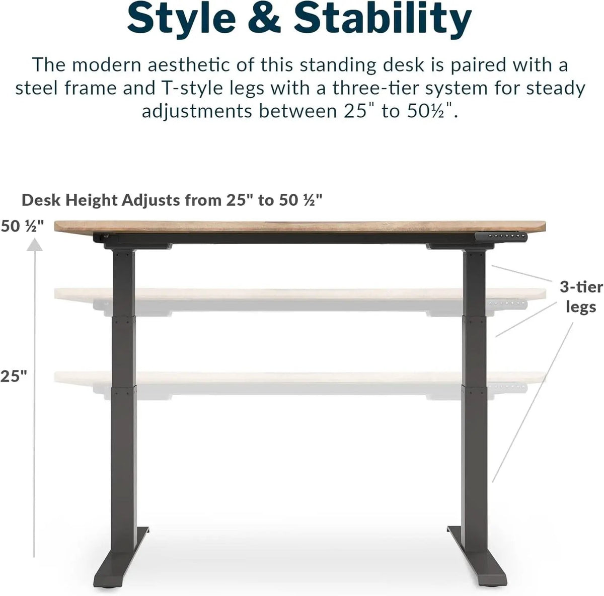 Electric Height Adjustable Standing Desk 54 By 26 Inches Reclaimed Wood from PriceLows™
