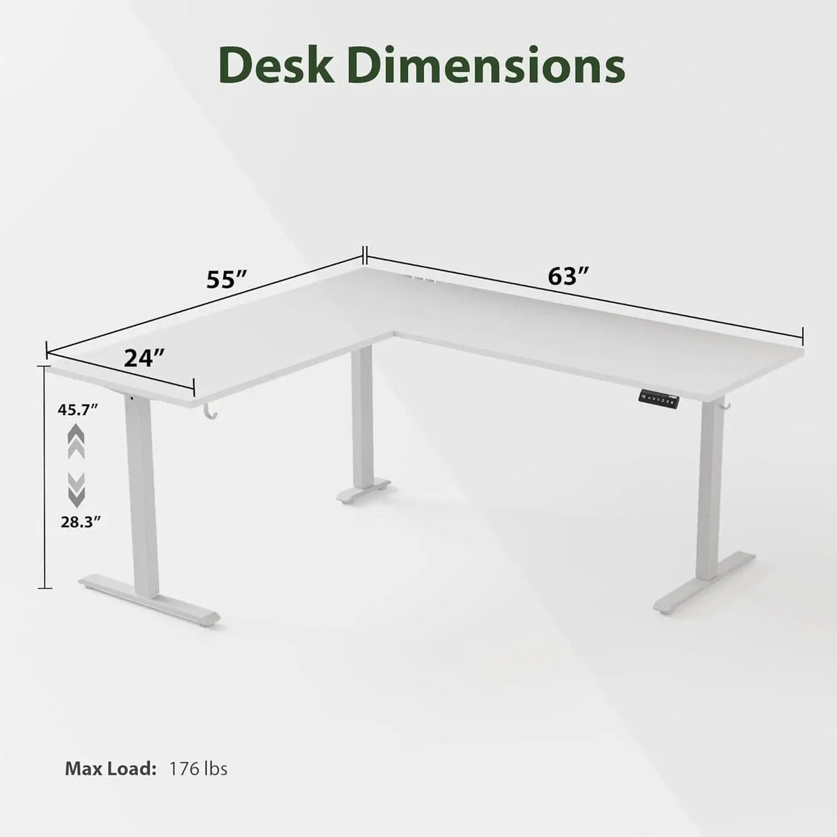 Electric L Shaped Standing Desk 63X55 White Sit Stand from PriceLows™