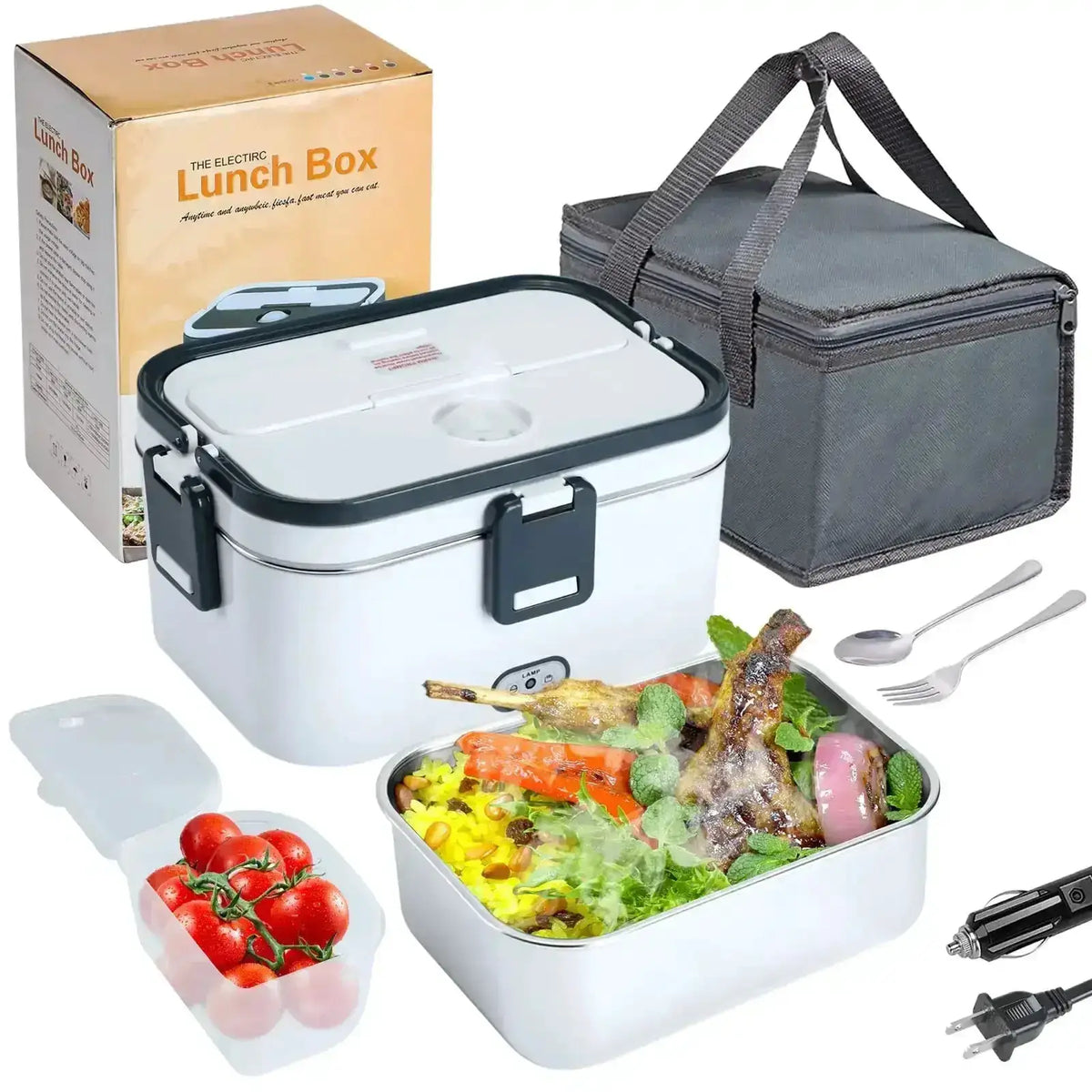 1.8L Electric Lunch Box 60W Food Heated 12V-24V 2-In-1 Portable Food Warmer Heater for Car/Truck/Home Self in-car Heating Box from PriceLows™