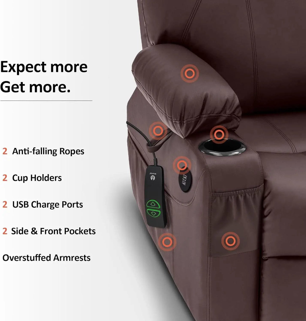 Electric Power Lift Recliner Chair Brown With Massage from PriceLows™