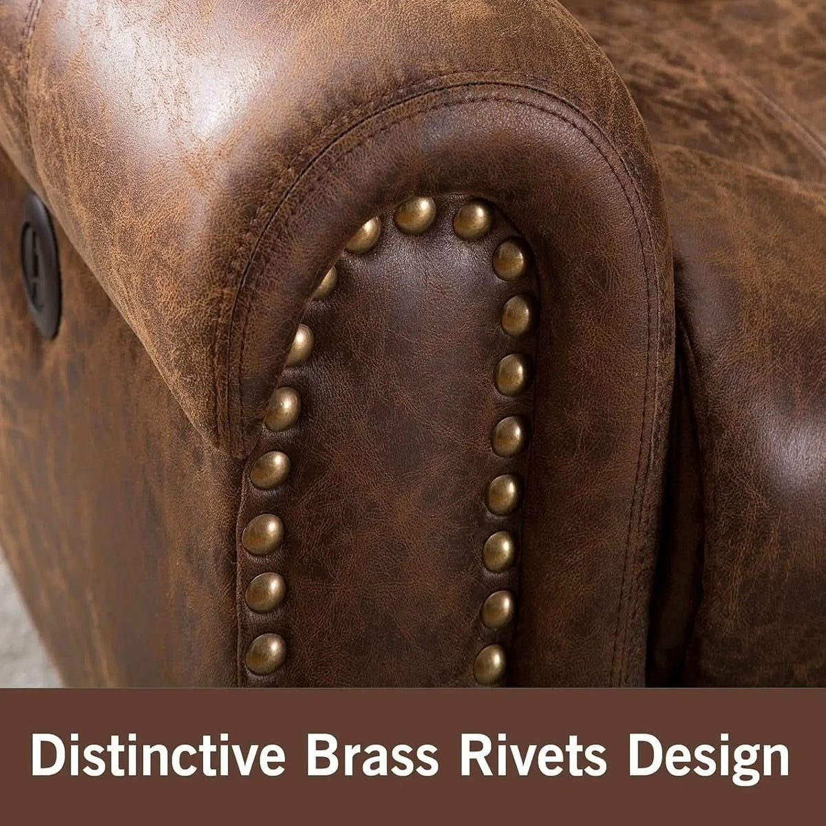 Electric Power Recliner Pair Nut Brown Leather With USB Port from PriceLows™
