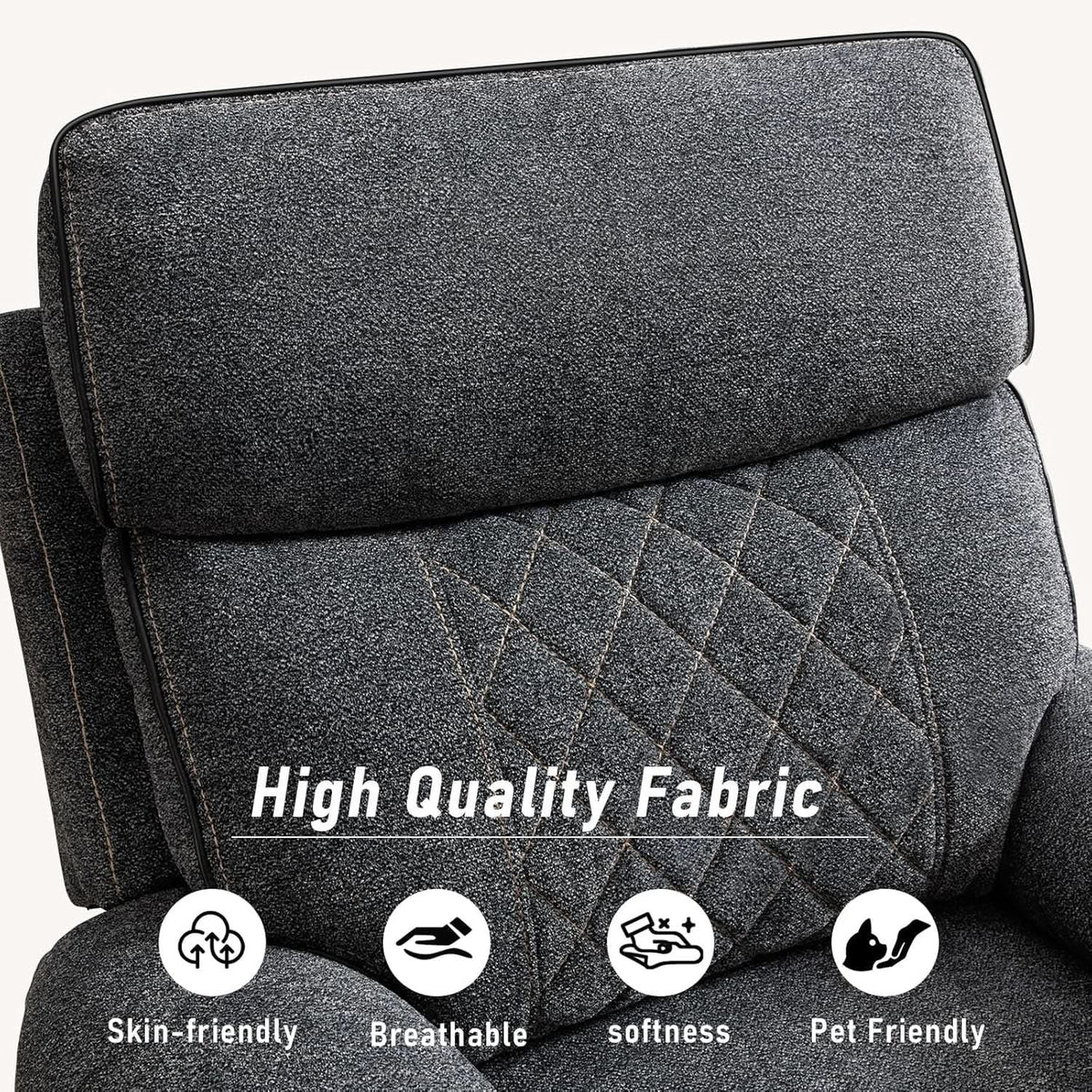 Electric Recliner Chair With Soft Fabric And Cup Holders
