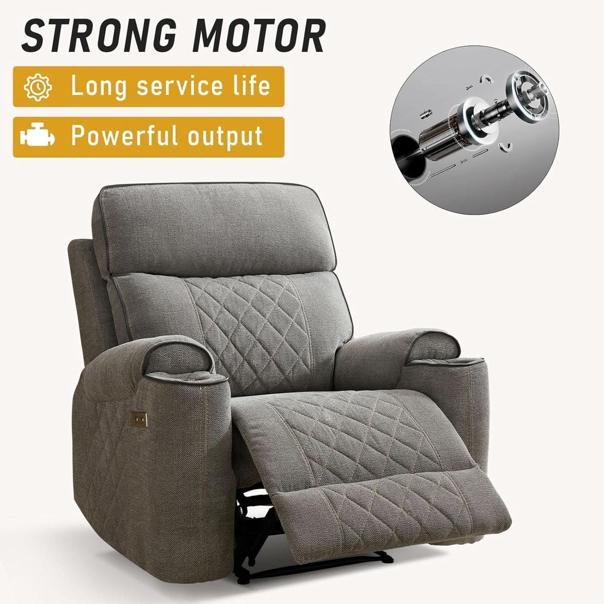 Electric Recliner Chair With USB Charging And Cup Holders from PriceLows™