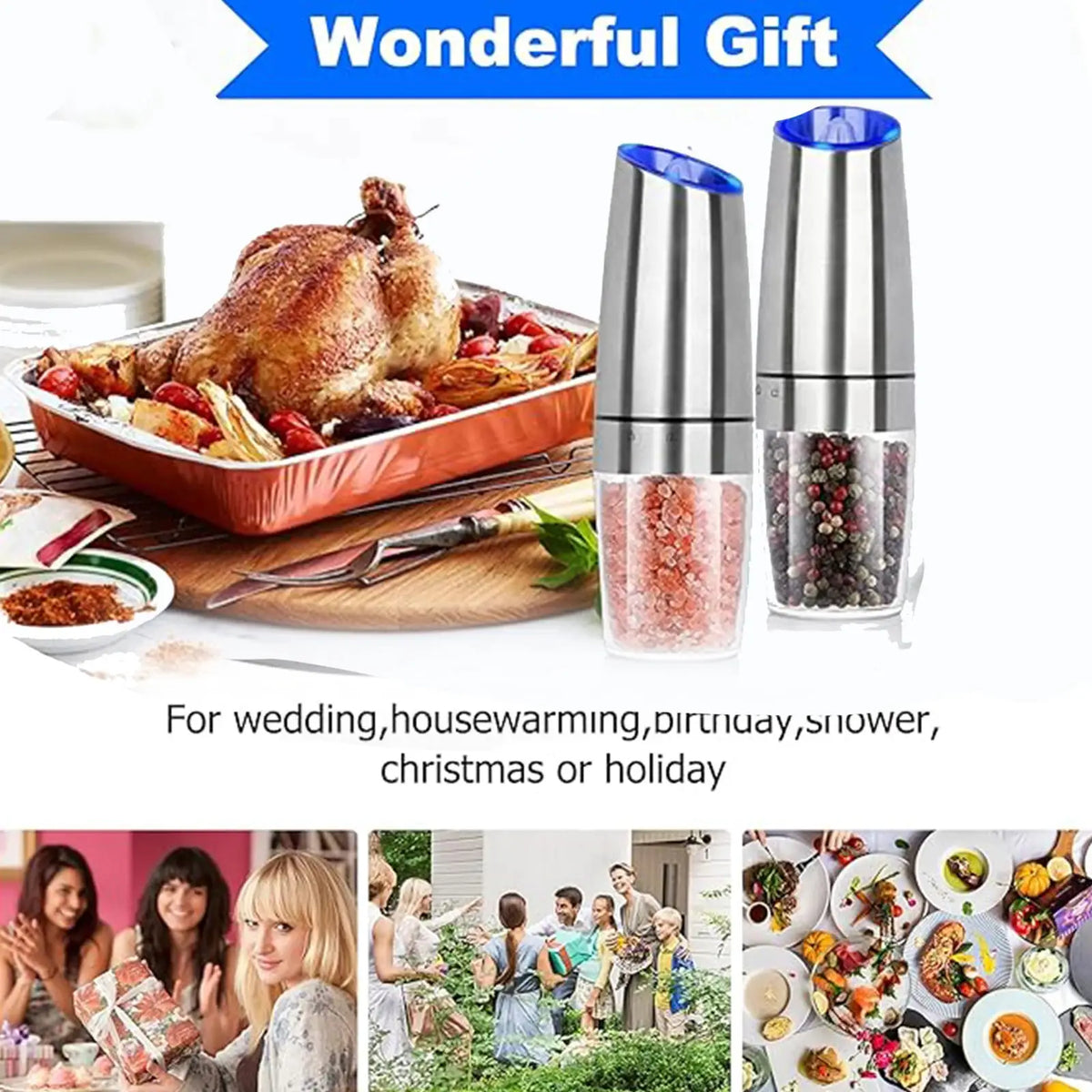 Electric Salt And Pepper Grinder Set | LED | PriceLows