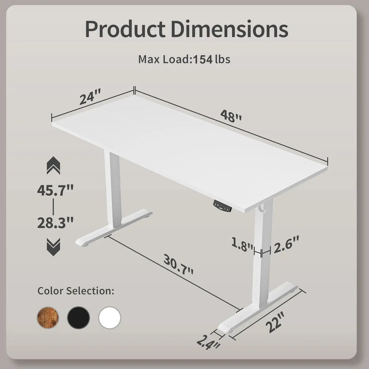 Electric Standing Desk 48x24 Height Adjustable Unit