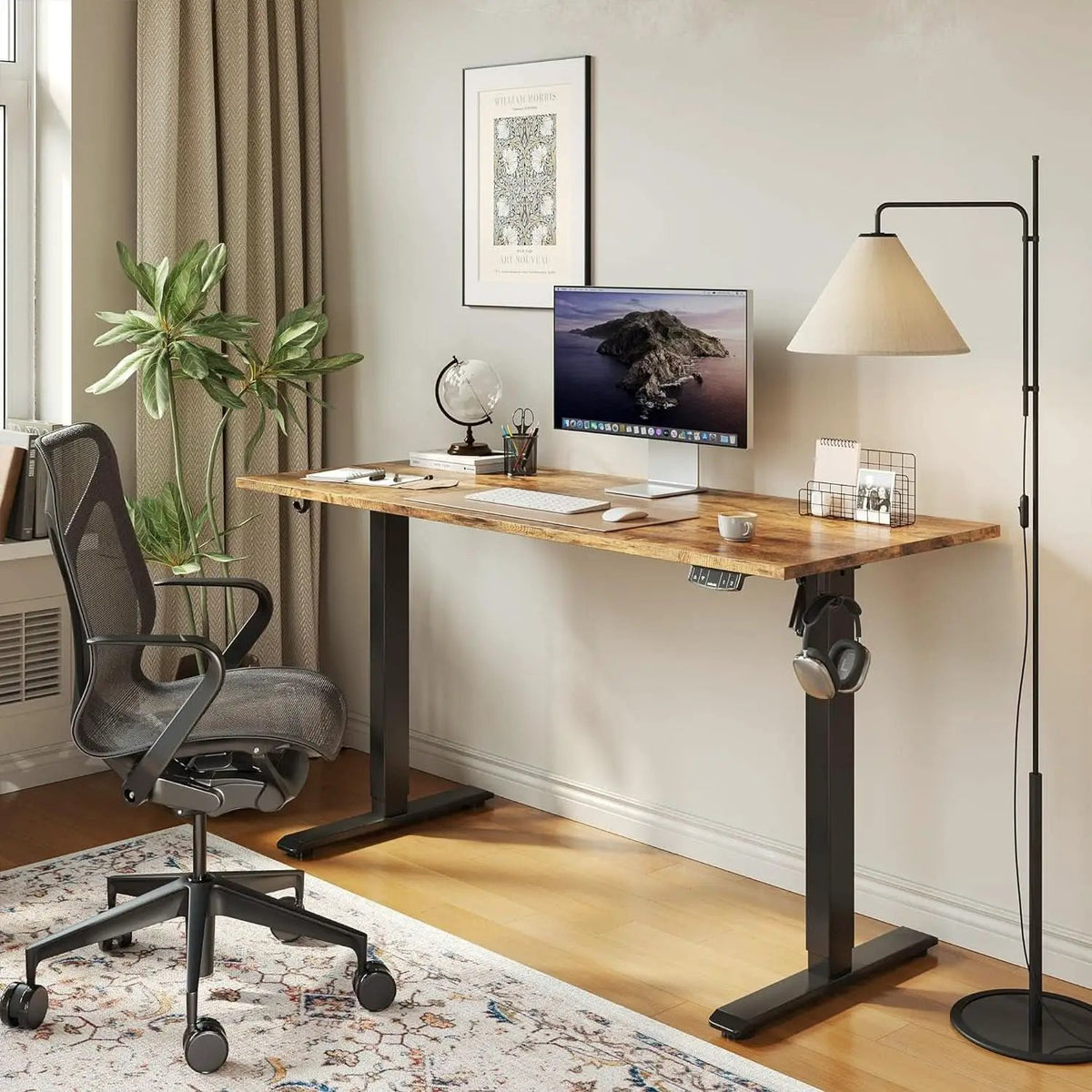 Electric Standing Desk 48x24 Height Adjustable With Memory Presets Rustic Brown from PriceLows™