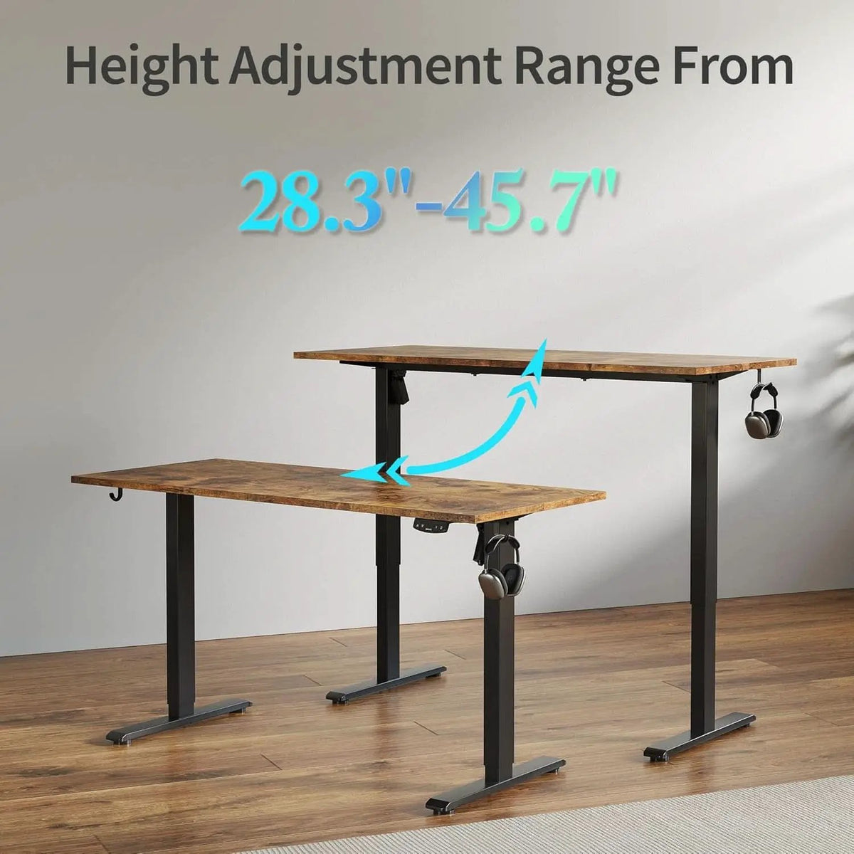 Electric Standing Desk 48x24 Height Adjustable With Memory Presets Rustic Brown from PriceLows™