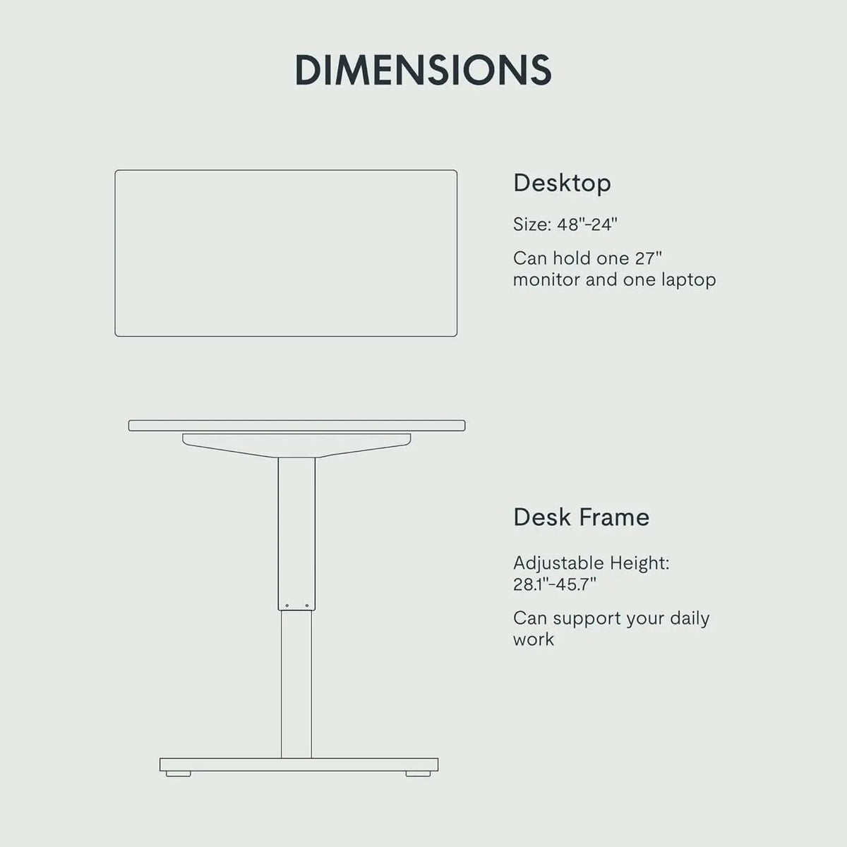 Electric Standing Desk 48x24 Inch Adjustable Height from PriceLows™