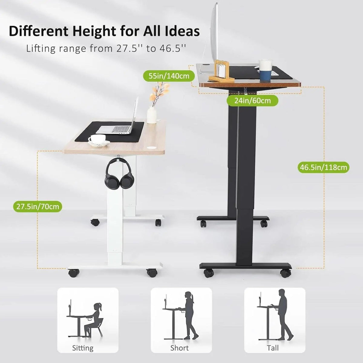 Electric Standing Desk 55x24 Inches Brown Height Adjustable from PriceLows™